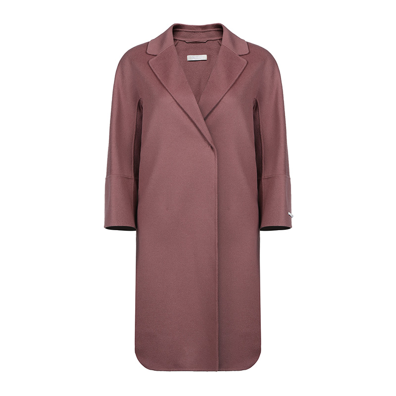 S' MaxMara Ñòë²ÄÖÊ´¿É«Å®Ê¿Öг¤¿î´óÒÂÒøÌ©