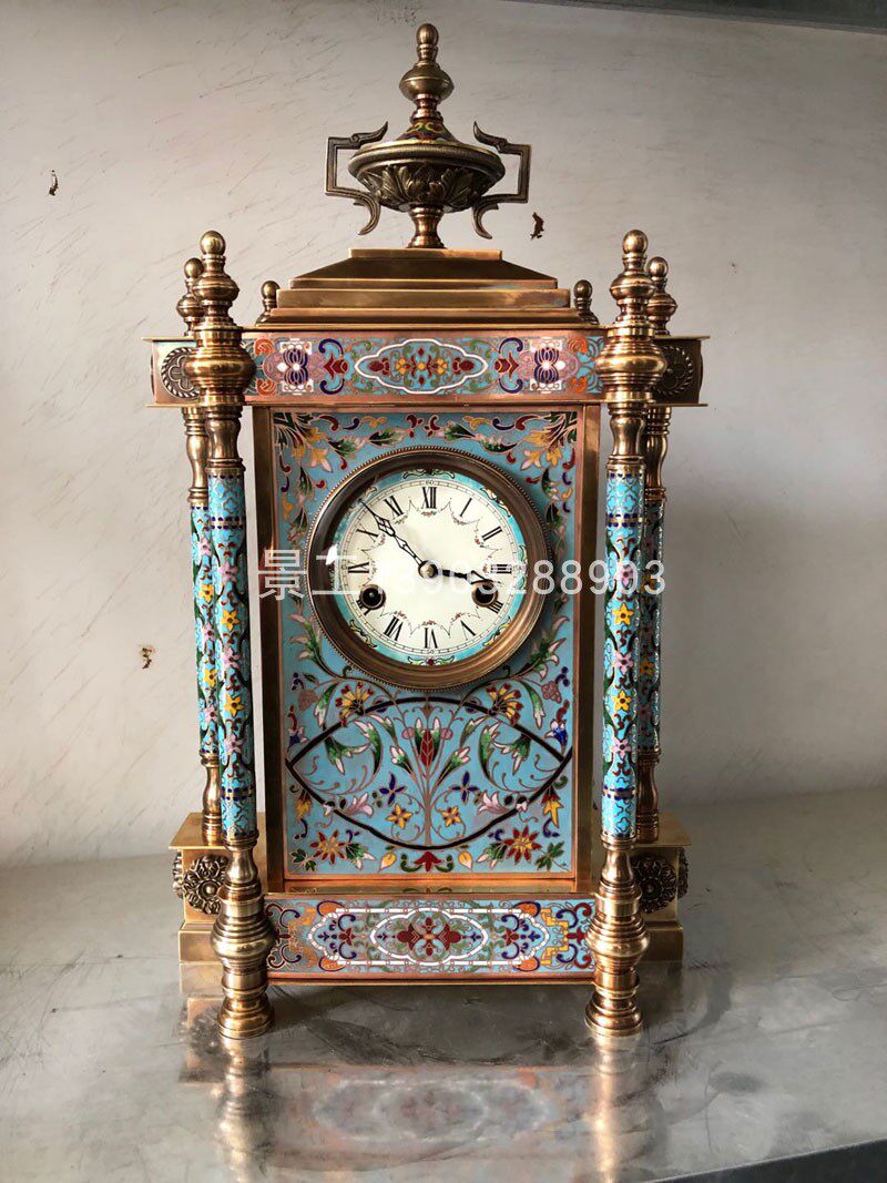 景工欧式美式中式机械古典珐琅景泰蓝座钟台钟报时钟六柱精品丹青