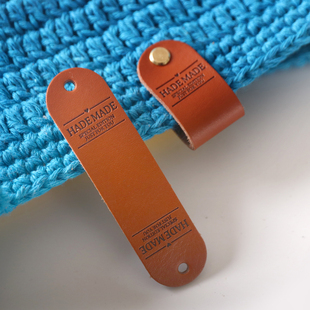 真皮 手工布条线皮标装饰手工织围巾hand made配饰配件diy小皮标