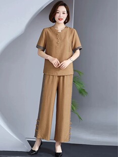 透气清凉宽松显瘦洋气减龄阔腿裤 中老年套装 两件套女 新款 2026夏季
