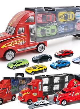 大号货柜车带合金小汽车儿童玩具模型收纳盒套装男孩Boy toy car
