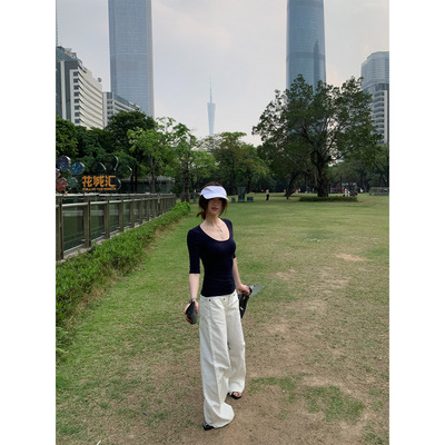 AELYNN白色牛仔裤女春季