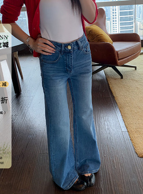 OTee蓝色微喇牛仔裤女春季弹力辣妹遮肉显瘦气质马蹄裤子