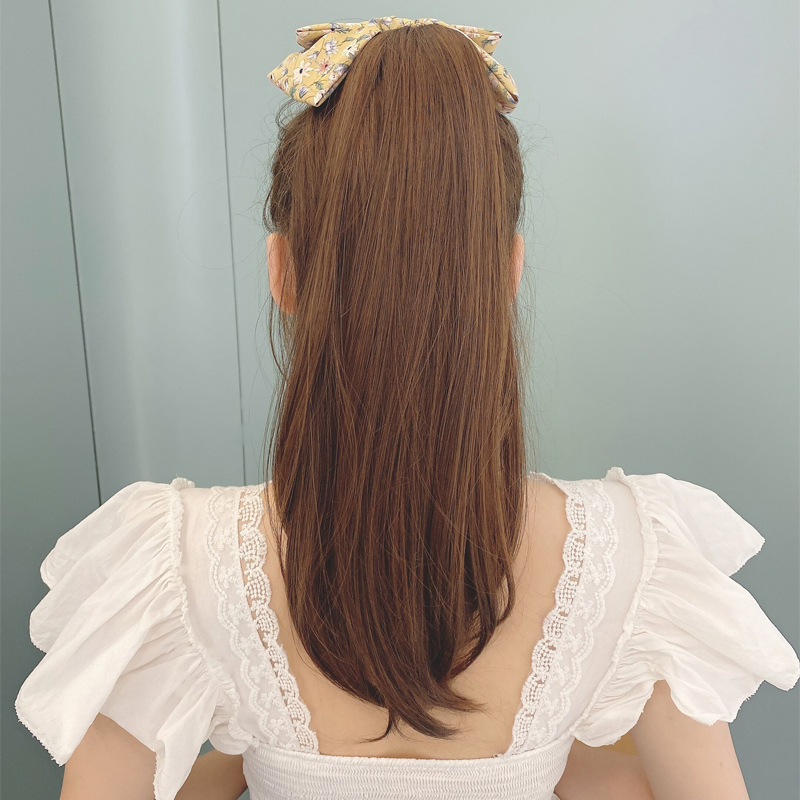 假发女碎花蝴蝶结绑带碎直马尾女直发假马尾凌乱辫微卷辫子高马尾