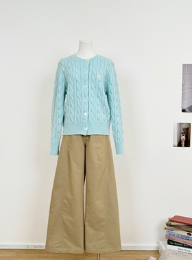 M.Y原创设计 复古麻花针织开衫毛衣宽松慵懒长袖外套女