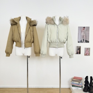 M.Y原创 真貉子毛领短款收腰羽绒服女士2025冬季新款小个子外套