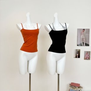 M.Y原创 撞色假两件系带收腰显身材自带胸垫短吊带背心 心动狙击