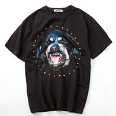 新款 欧美潮牌时尚 闪亮镶钻狗头动物头像情侣装 2020夏装 短袖 T恤潮t