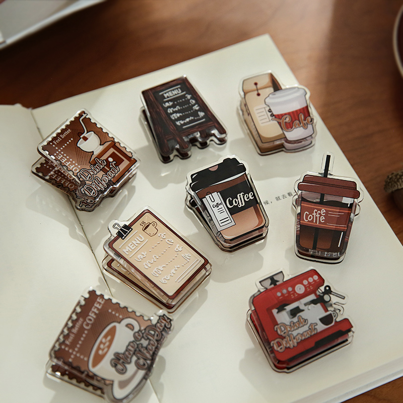咖啡舊時光亞克力手帳夾子