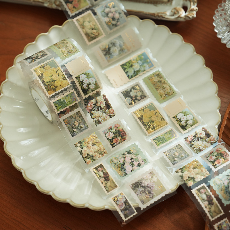 小日子不翻篇 复古烫金邮票胶带手帐diy贴纸素材手机壳装饰贴画图片