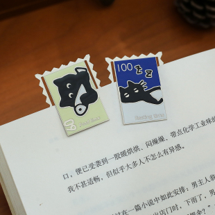 小日子不翻篇 文艺文创礼物手帐夹手绘插画黑猫系列金属阅读书签