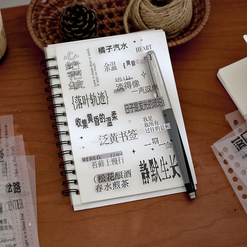 小日子不翻篇 Ins风手帐素材DIY手机装饰pet切膜文字线圈贴纸书