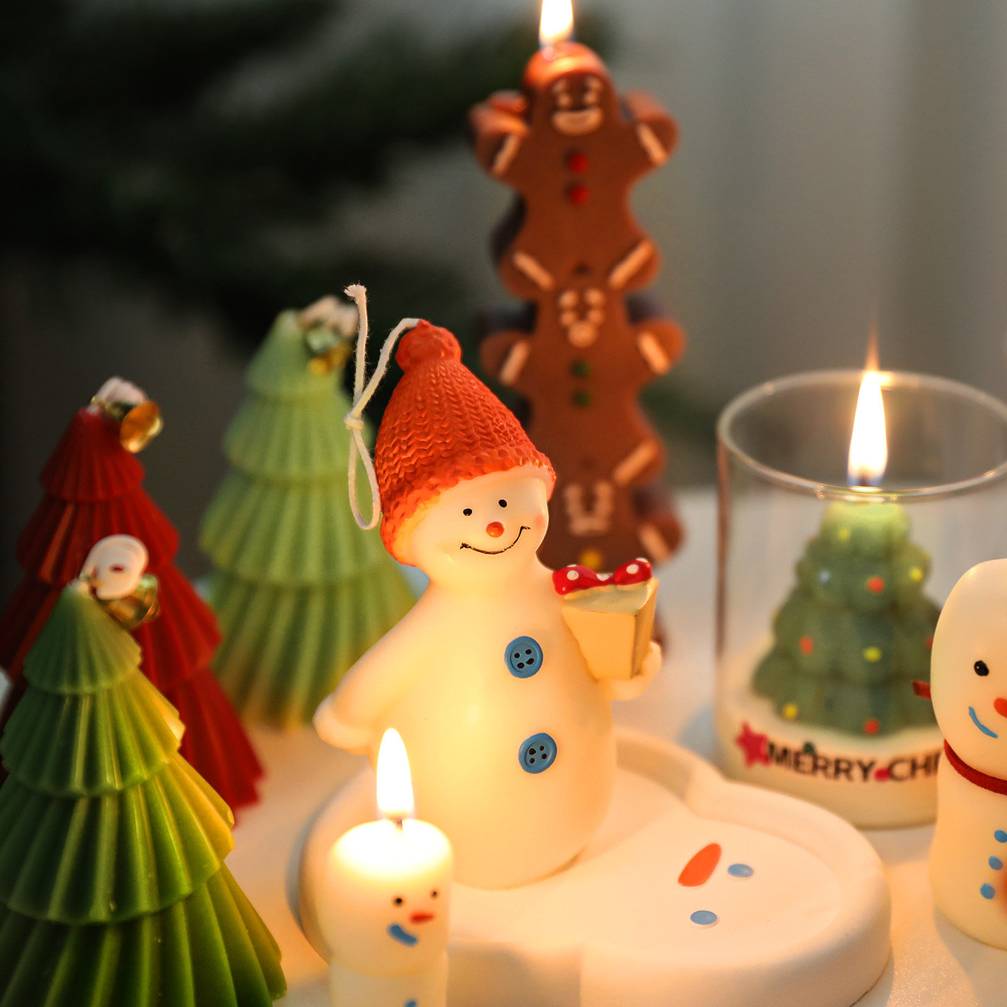 圣诞节香薰蜡烛 创意装饰节日派对氛围摆件 大豆蜡茶蜡圣诞树小熊
