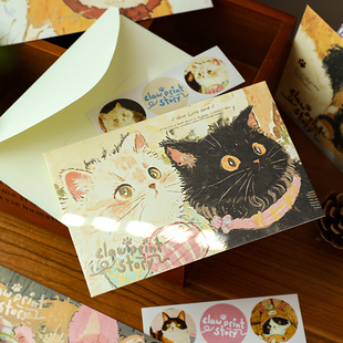 小日子不翻篇 爪爪物语猫咪小狗可爱萌宠原创ins纪念祝福手写信封