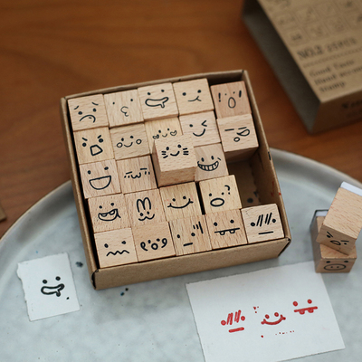 趣味表情包木质印章套装
