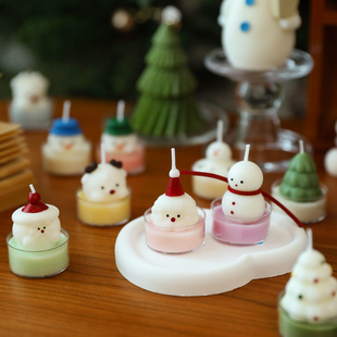 小日子不翻篇 圣诞节圣诞老人雪人圣诞树氛围感香薰蜡烛迷你杯茶