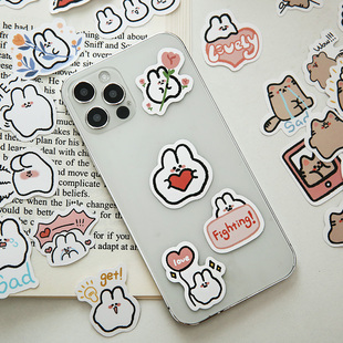 小日子不翻篇 可爱猫狗爱心防水贴纸线条插画水杯手机壳平板行李