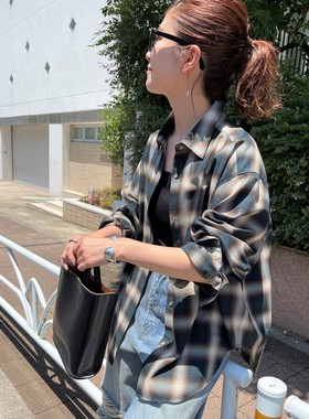 日单 2025秋季新款水洗女大方格百搭休闲衬衫衬衣SPICK SPAN