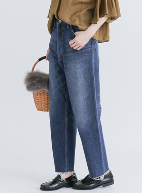 日单2025秋季新款水洗磨白高腰直筒牛仔裤 毛边裤口 URBAN RESEAR