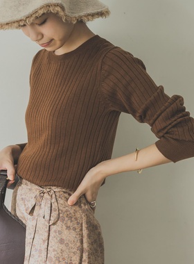 日单2025秋新款高弹力圆领修身羊毛针织衫 打底衫 URBAN RESEARCH