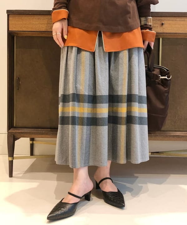 BEAMSBOY中长款日系格子半身裙