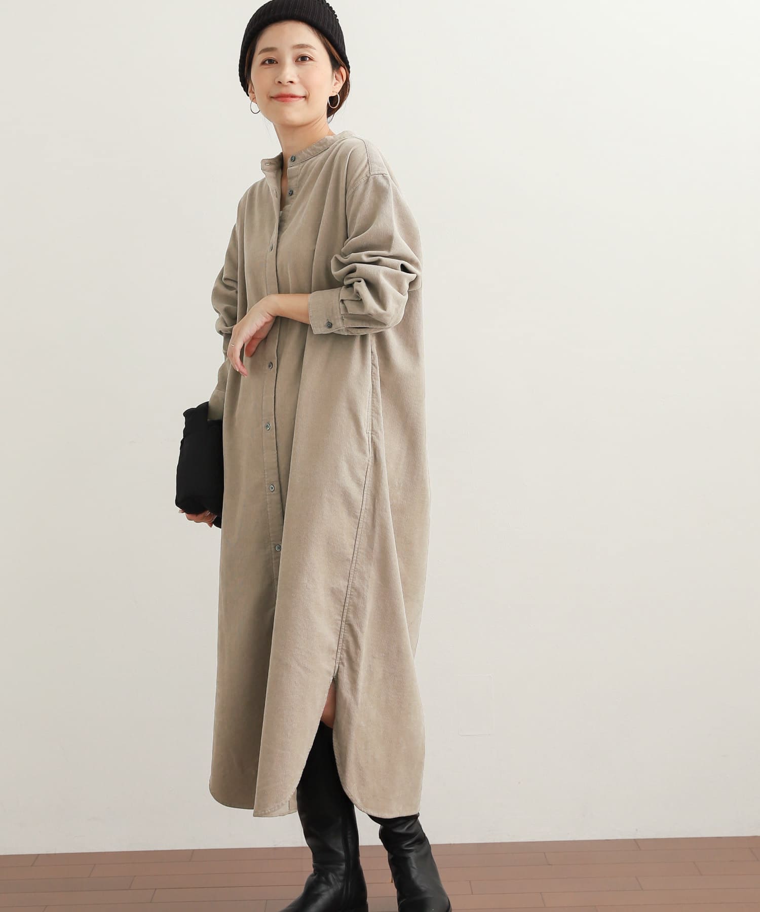 百年要闲衬衫连衣裙条绒纯色