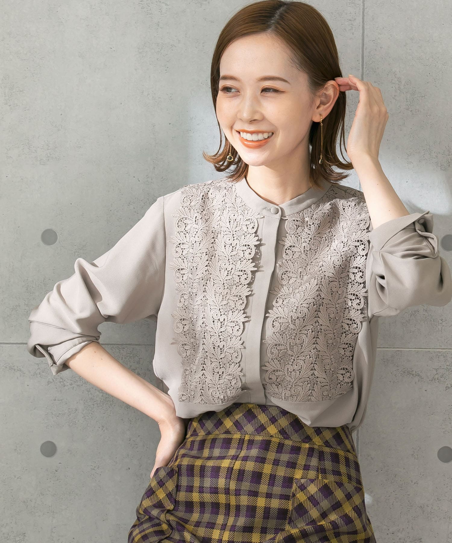 IENA百搭单排扣长袖蕾丝花边