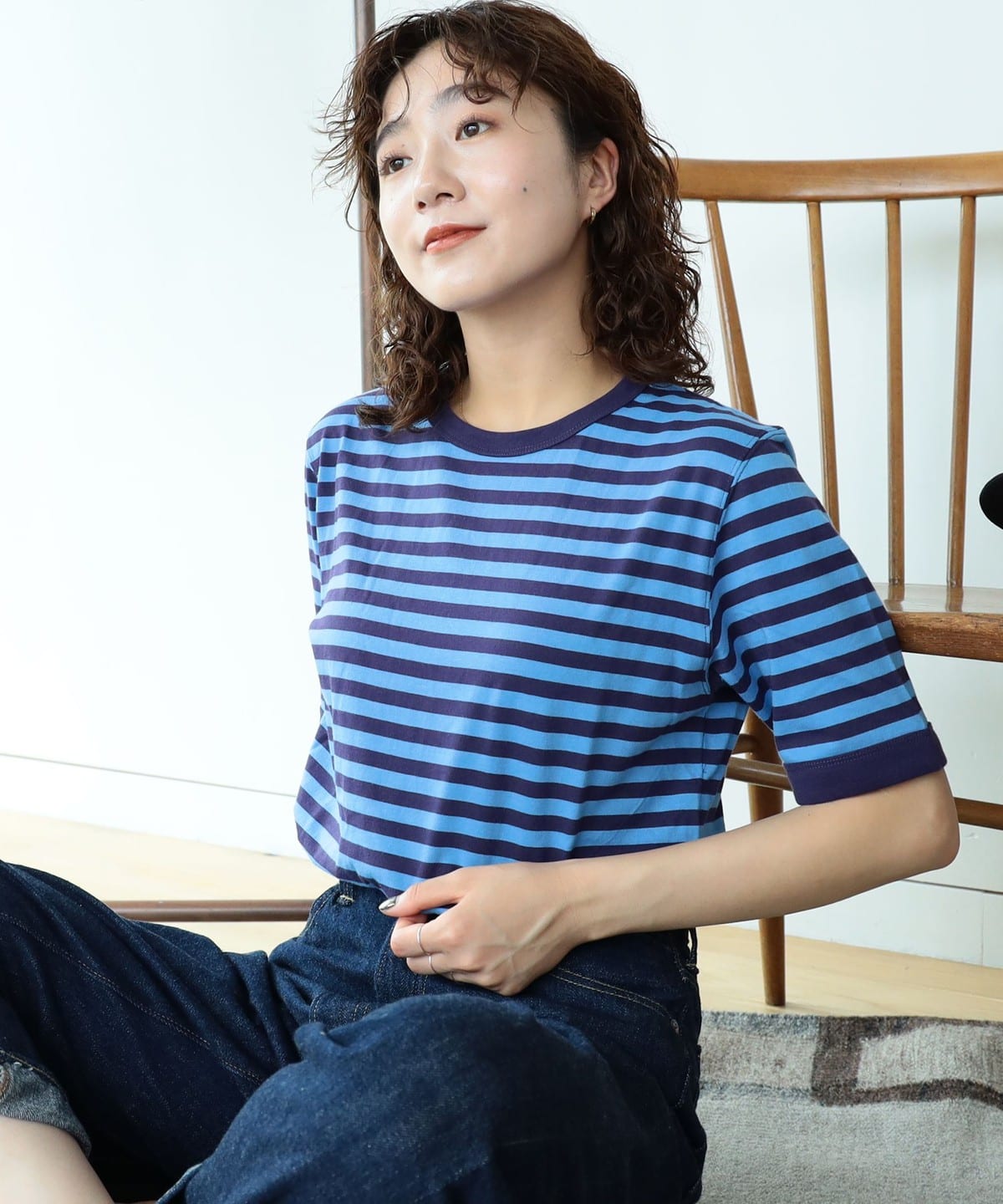 短袖日系纯棉女条纹BEAMSBOY