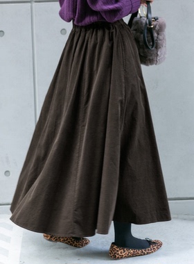 日单2025秋冬季新款松紧高腰灯芯绒半身长裙  URBAN RESEARCH IEN