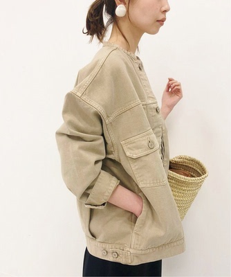 IENA全棉水洗圆领百搭风复古外套