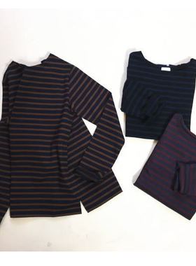 日单2025秋全棉圆领复古宽松条纹百搭休闲长袖T恤衫   IENA BEAMS