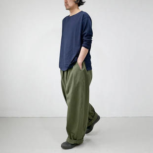 全棉水洗阔腿硬挺高腰宽松休闲裤 新款 BEAMS 日单2025秋季 潮