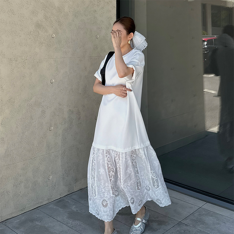 小众设计感假两件T恤连衣裙女