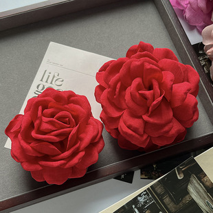 玫瑰花朵抓夹女2024年新款 高级感高端大号发夹后脑勺鲨鱼夹子头饰