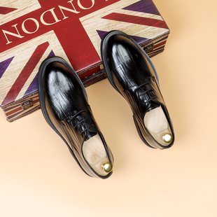 皮鞋男款尖头2026新款系带商务正装透气男鞋英伦增高男士休闲鞋子