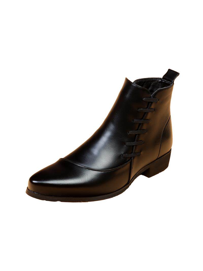 MENS POINTY TOE BOOTS BRITISH CHELSEA BOOTS BLACK HEIGHTENED LEATHER SHOES FASHION MARTIN BOOTS HAIRSTYLIST SHOES