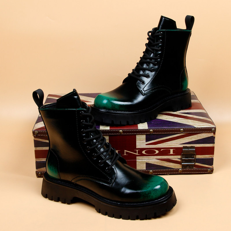 FASHION BOOTS HIGH-TOPS INNER HEIGHTS YOUTH BOOTS CHELSEA LEATHER BOOTS MID-RISE BOOTS MARTIN BOOTS MENS TRENDY BOOTS
