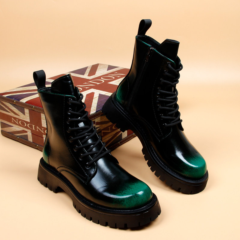 FASHION BOOTS HIGH-TOPS INNER HEIGHTS YOUTH BOOTS CHELSEA LEATHER BOOTS MID-RISE BOOTS MARTIN BOOTS MENS TRENDY BOOTS