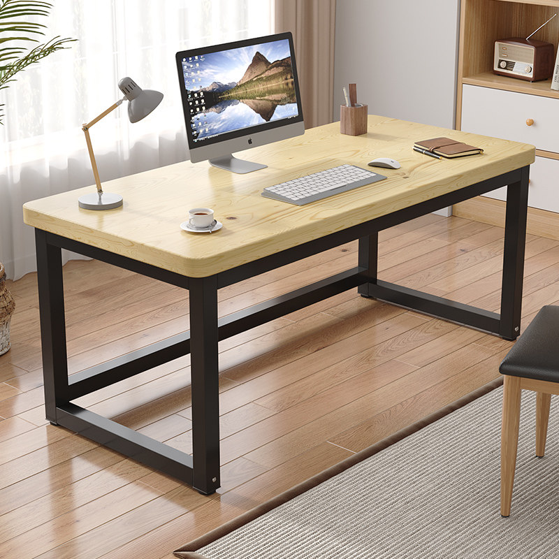 实木电脑桌书桌台式学生家用卧室简约现代工作台双人电竞办公桌子