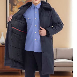 新款铁路棉大衣防寒服长款可拆卸内胆火车乘务员铁路制服工服厂家