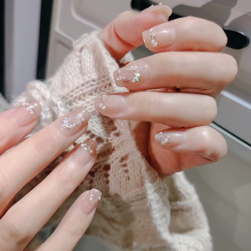 穿戴甲魔镜仙子短短梯手工温柔纯欲仙气轻奢显白假指甲
