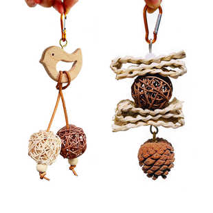 鹦鹉天然松果藤球玉米皮啃咬磨牙解闷玩具鸟笼装饰摆件挂件用品