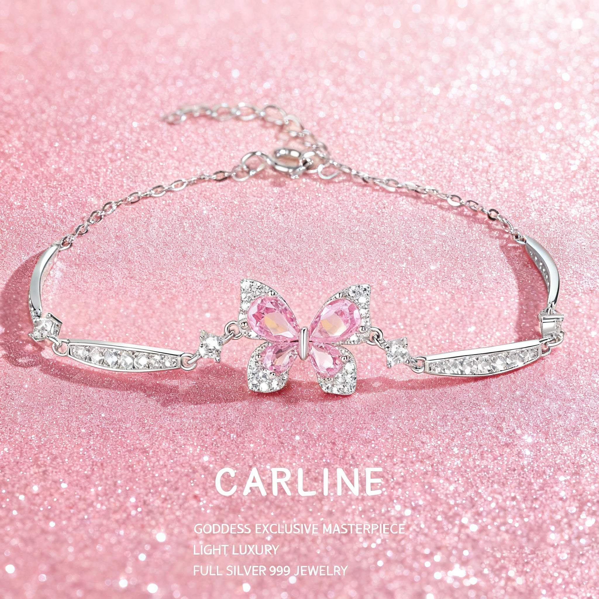 纯银海誓山盟蝴蝶手链生日礼物