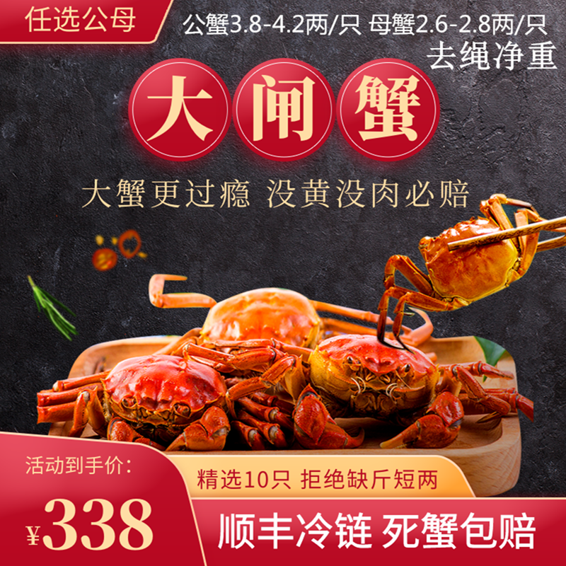 8两去绳裸重鲜活红膏蟹黄大闸蟹10只可选全母