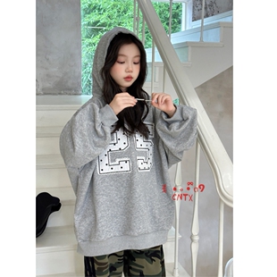 【长款卫衣】韩版女童装儿童中大童秋季时髦洋气连帽卫衣外套上衣