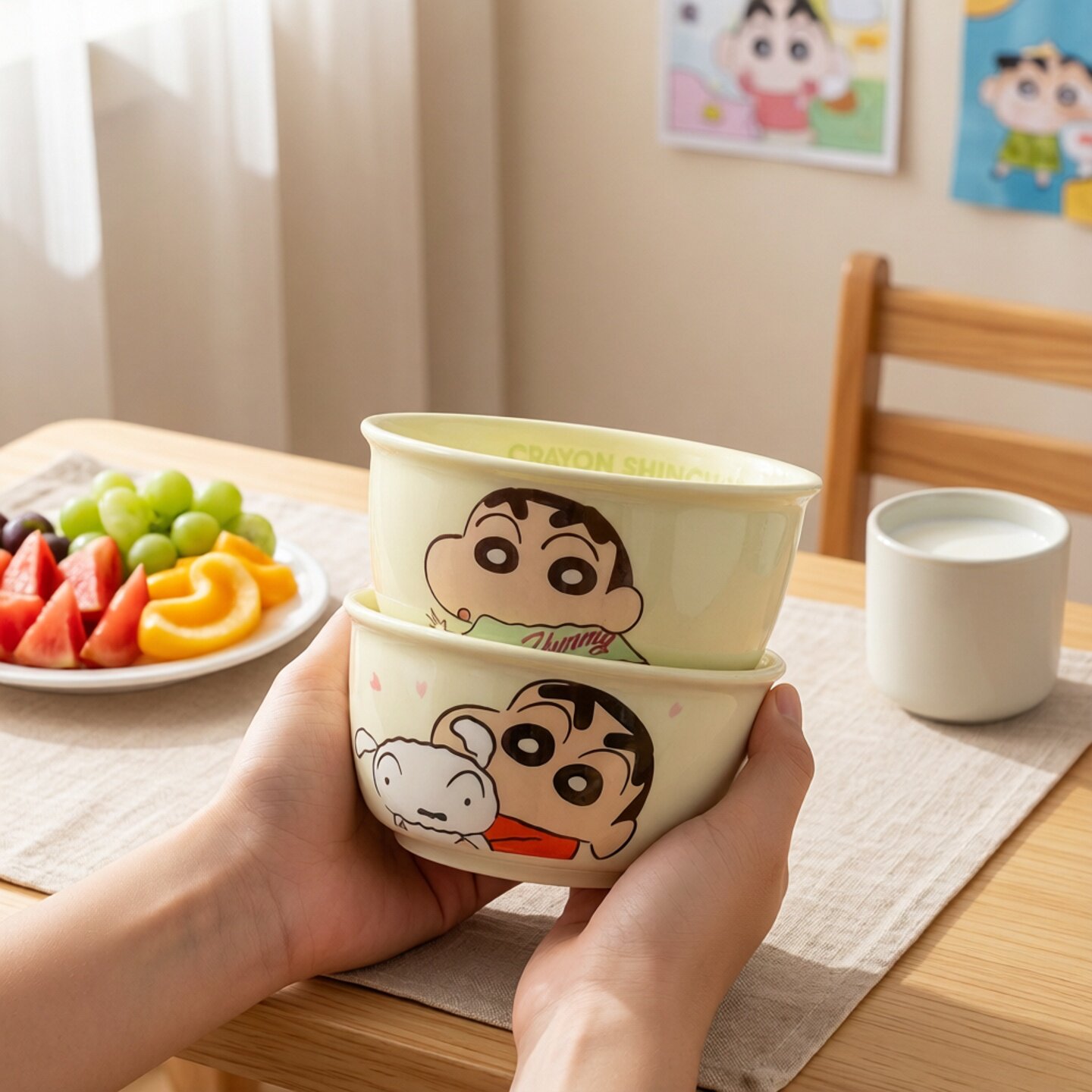 蜡笔小新饭碗陶瓷餐具套装可爱儿童碗高颜值家用卡通日式陶瓷碗