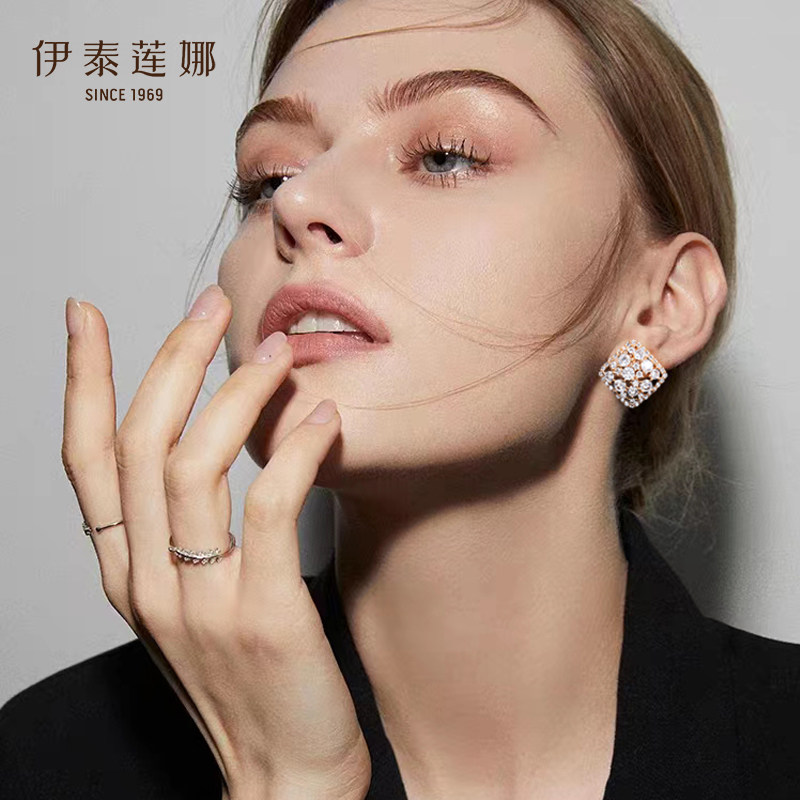 锆石小众菱形轻奢耳夹气质耳坠图片