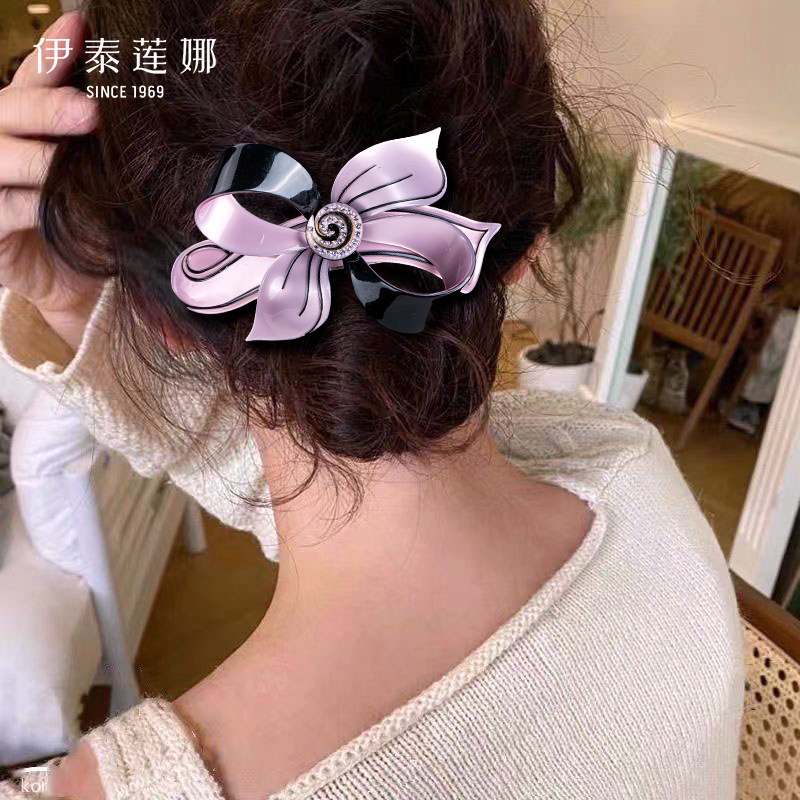 伊泰莲娜 蝴蝶结镶钻大发夹马尾夹 8CM鉄夹个性盘发夹横夹发卡 女