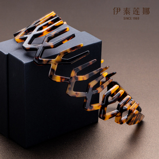 复古宽边带齿发箍双色选醋酸纤维法国板材高级感头箍 伊泰莲娜 女