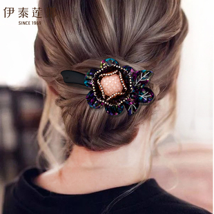斑斓花朵大发夹 发量多高级感横夹盘发夹女大花苞马尾夹 伊泰莲娜